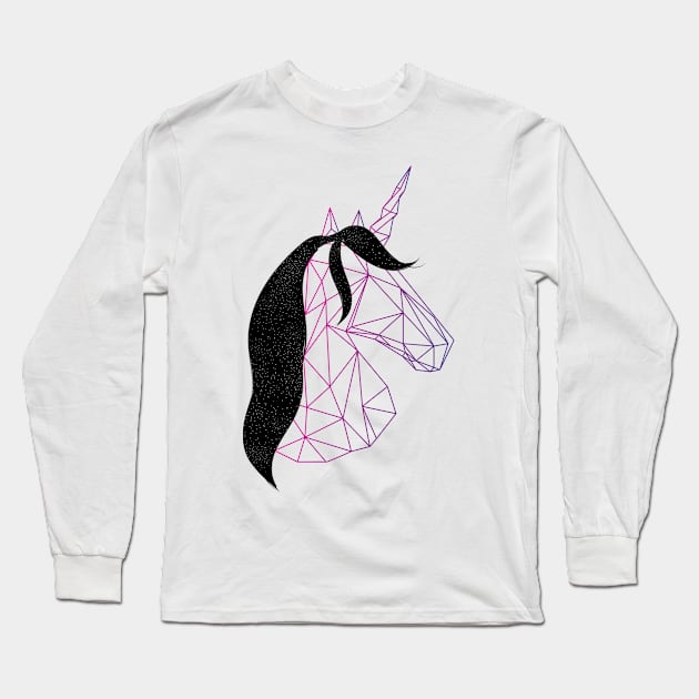 Purple unicorn with beautiful black hair | Mystical Long Sleeve T-Shirt by Art by Ergate